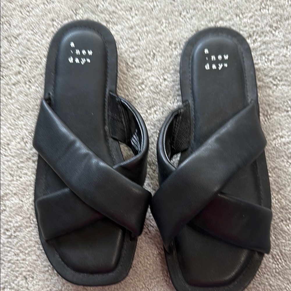 A New Day Black Slide Sandals